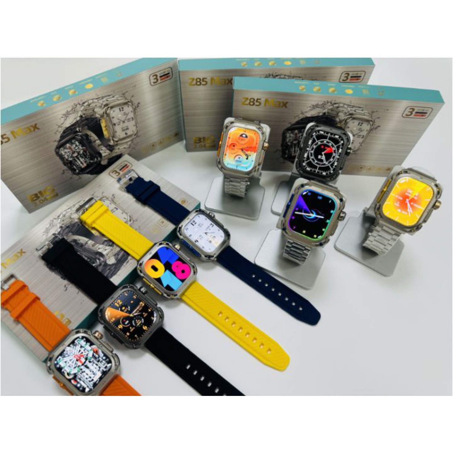 SmartWatch Z85 Max With 2 Different Straps Square Screen Waterproof Compass NFC 2023