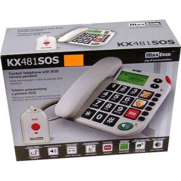 Σταθερό Ψηφιακό Τηλέφωνο Maxcom KXT481 SOS Λευκό με Οθόνη Σταθερό Ψηφιακό Τηλέφωνο Maxcom KXT481 SOS Λευκό με Οθόνη